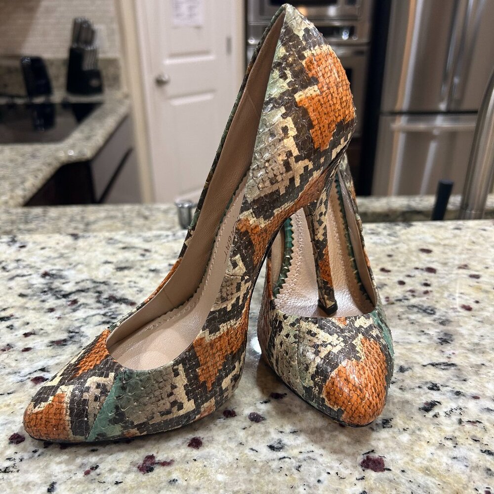 Jean Michel Cazabat Snakeskin Stiletto Leather Pumps Size 37.5 (6.5)